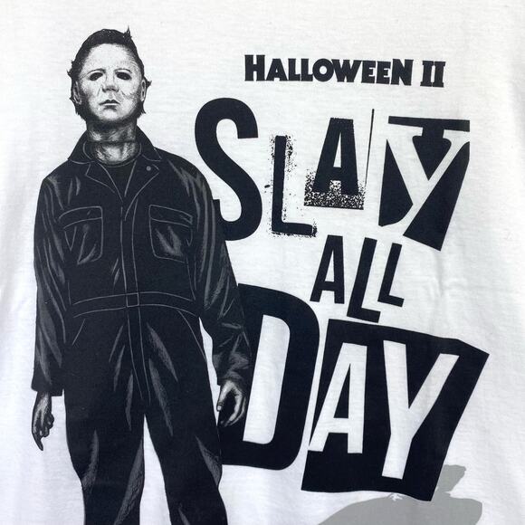 Halloween II Michael Myers Slay All Day Graphic T-Shirt 80s Slasher Film Adult L - Picture 3 of 6